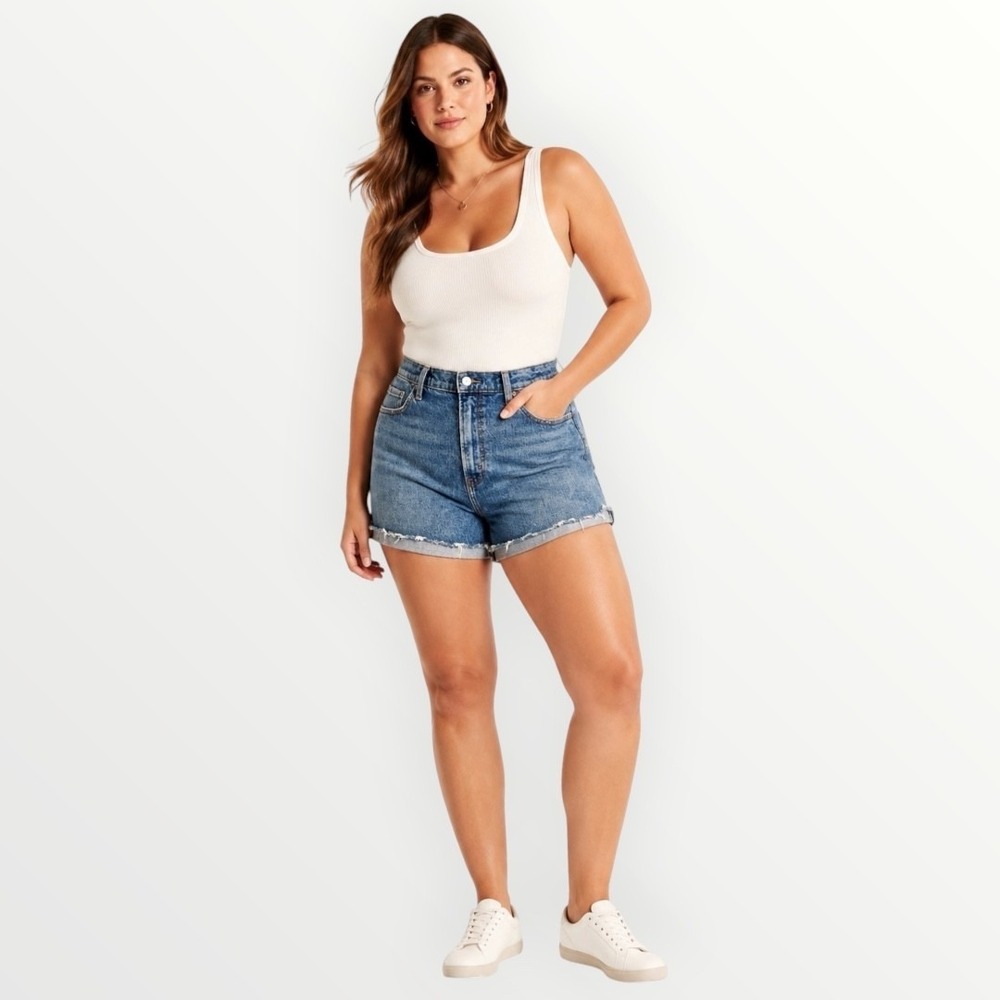 Abercrombie & Fitch High-Waist Denim Shorts in Blue